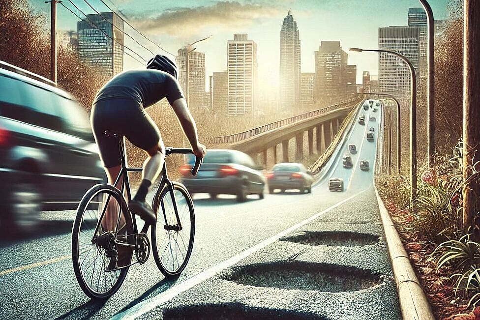 Hier sollte mal der Radweg instand gesetzt werden