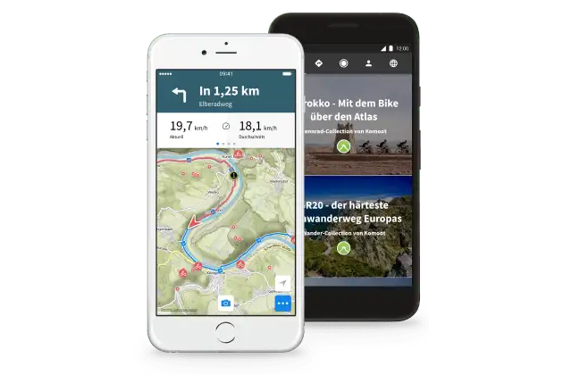 Komoot app auf Smartfone
